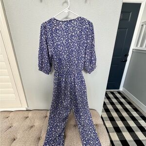 Vici Blue and White Floral Jumpsuit